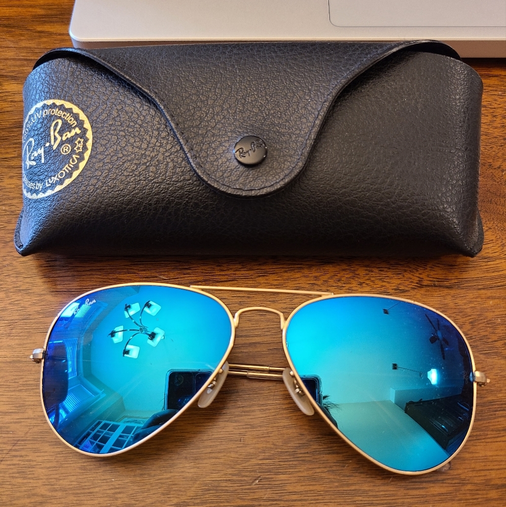Ray-Ban Aviator Flash Lenses Blue/Gold RB3025 112/17 58